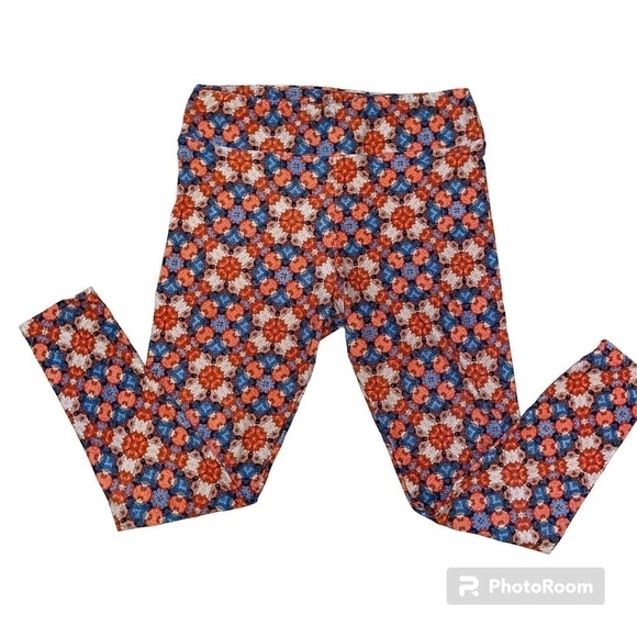 LulaRoe TC Leggings - Navy Rust and Blue - Used - Size TC - Picture 1 of 3